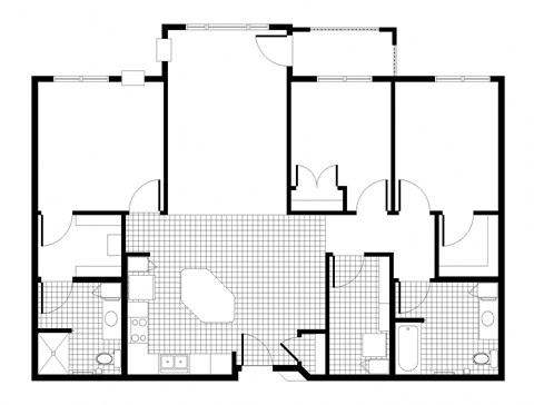 Floor plan for 3 beds, 3 baths, 1417 sqft